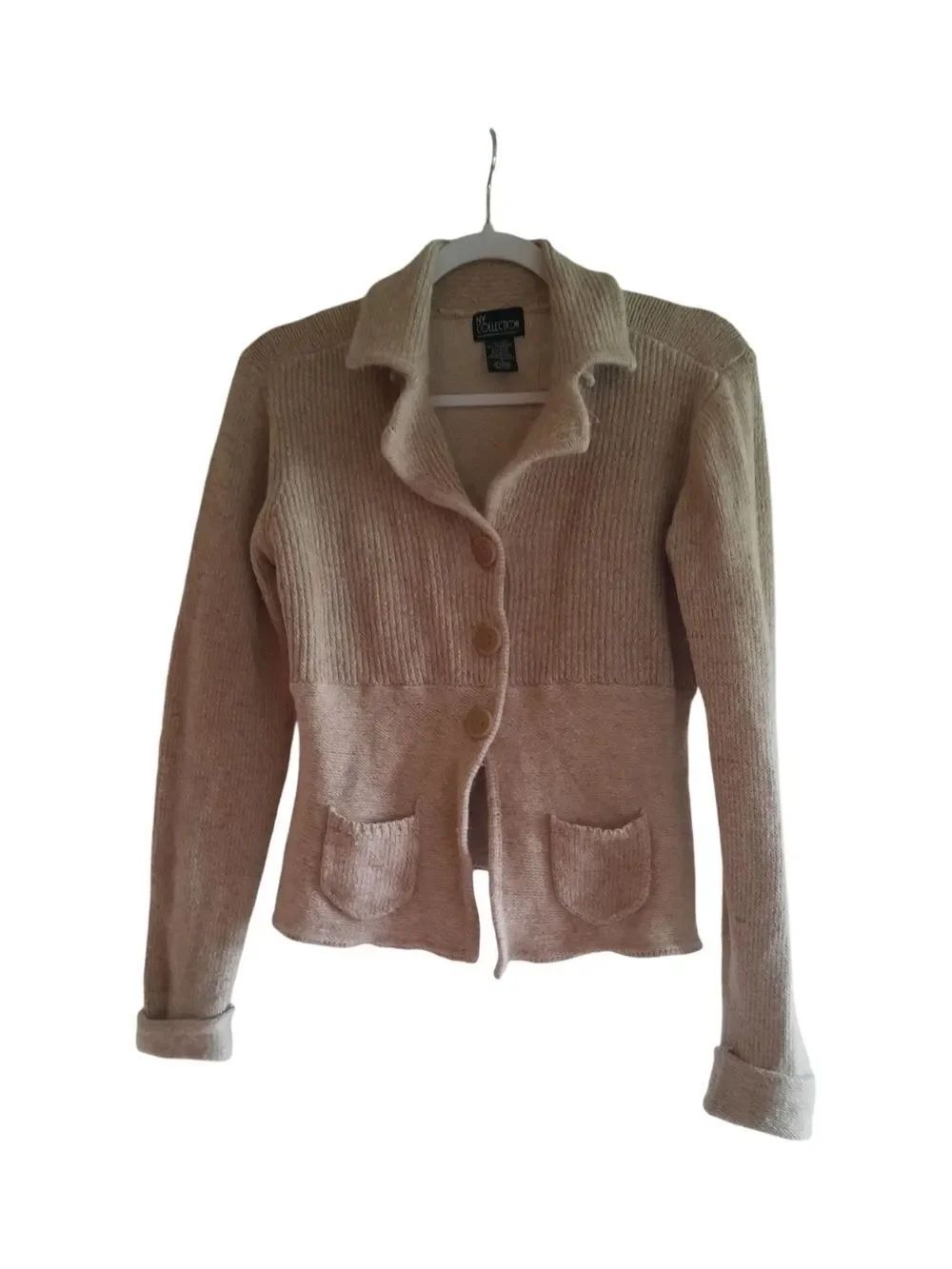 NY Collection Neutral Knit Cardigan in Light Taupe